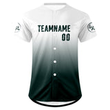 Custom White Dark Green Baseball Jersey Personalized Gradient Team Uniforms Shirt with Name Number