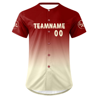 Custom Red White Baseball Jersey Personalized Gradient Team Uniforms Shirt with Name Number