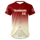 Custom Red White Baseball Jersey Personalized Gradient Team Uniforms Shirt with Name Number