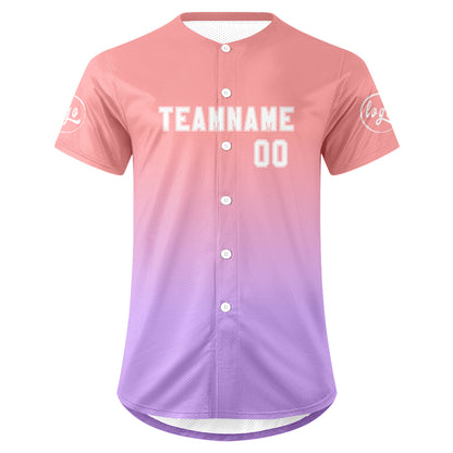 Custom Pink Light Purple Baseball Jersey Personalized Gradient Team Uniforms Shirt with Name Number