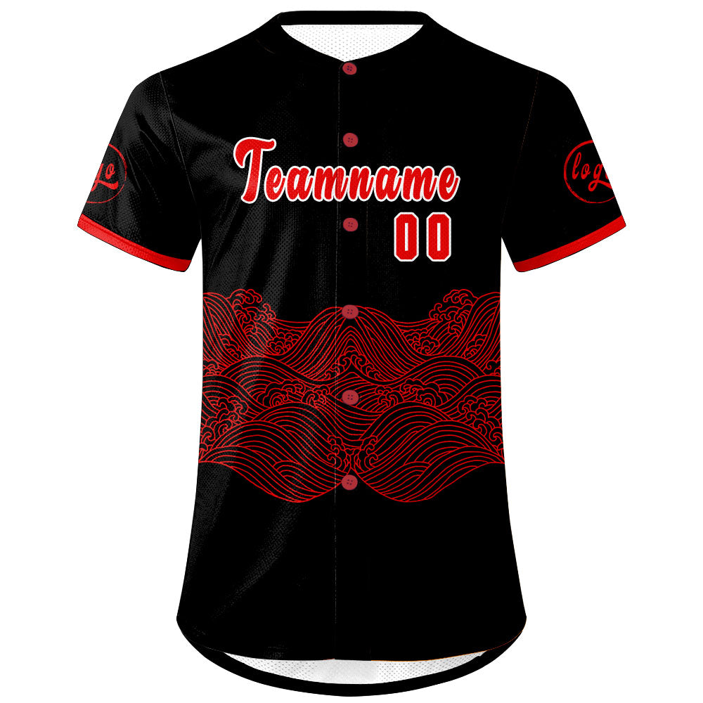Custom Black Red Baseball Jersey Personalized Gradient Team Uniforms Shirt with Name Number