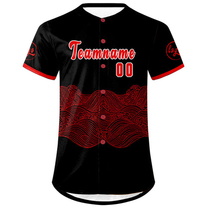 Custom Black Red Baseball Jersey Personalized Gradient Team Uniforms Shirt with Name Number
