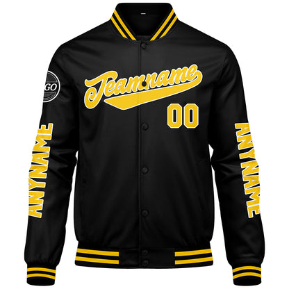 Custom Black Yellow Varsity Jackets for Men Women Youth Personalized Letterman Jackets