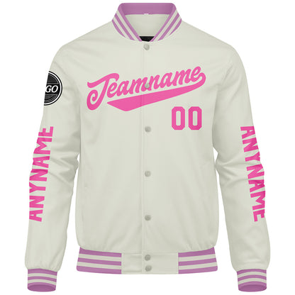 Custom Cream Varsity Jackets for Men Women Youth Personalized Letterman Jackets