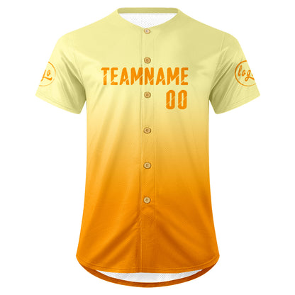 Custom Light Yellow Orange Baseball Jersey Personalized Gradient Team Uniforms Shirt with Name Number