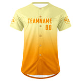 Custom Light Yellow Orange Baseball Jersey Personalized Gradient Team Uniforms Shirt with Name Number