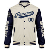 Custom Navy Cream Varsity Jackets for Men Women Youth Personalized Letterman Jackets