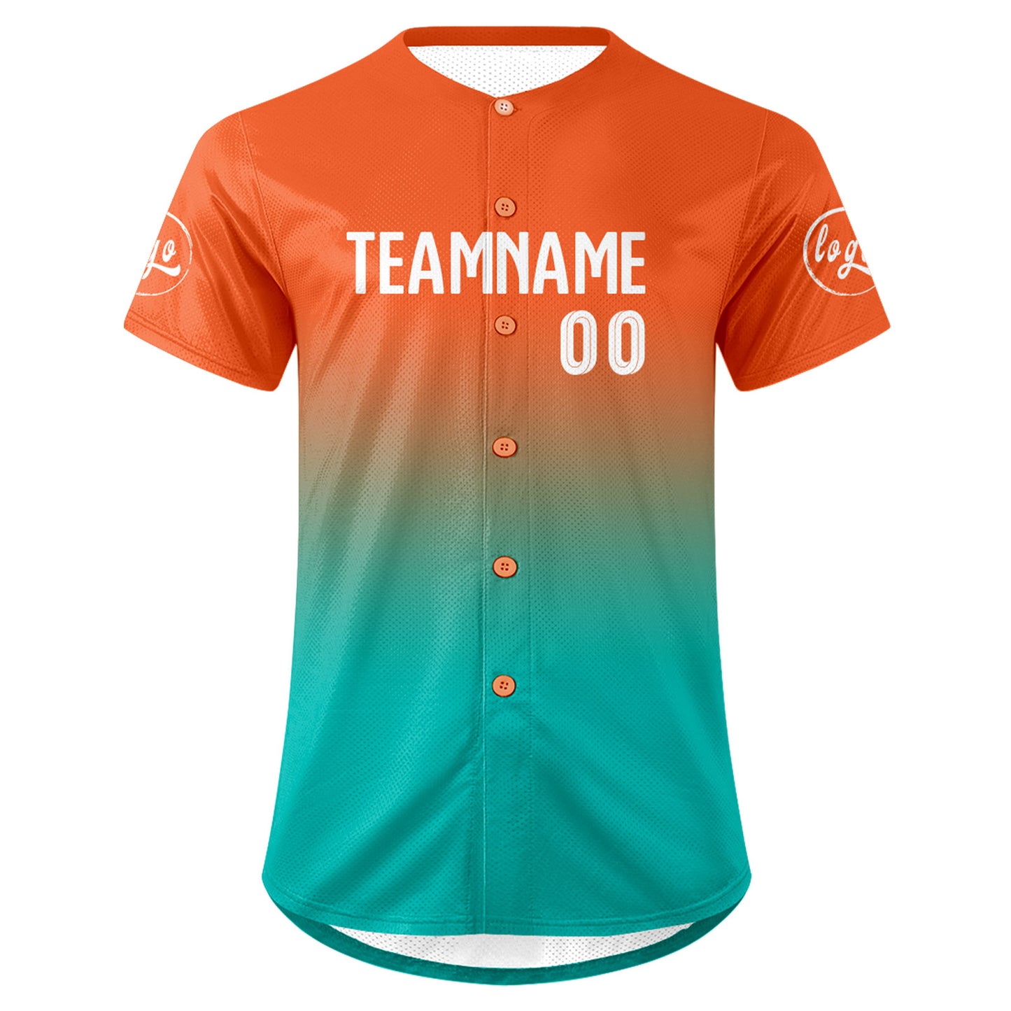 Custom Orange Cyan Baseball Jersey Personalized Gradient Team Uniforms Shirt with Name Number