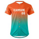 Custom Orange Cyan Baseball Jersey Personalized Gradient Team Uniforms Shirt with Name Number