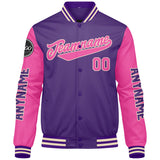 Custom Purple Pink Varsity Jackets for Men Women Youth Personalized Letterman Jackets