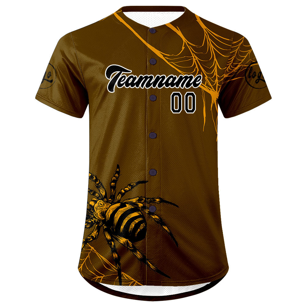 Custom Brown Yellow Baseball Jersey Personalized Gradient Team Uniforms Shirt with Name Number