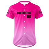 Custom Fuchsia Pink Baseball Jersey Personalized Gradient Team Uniforms Shirt with Name Number