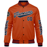 Custom Navy Orange Varsity Jackets for Men Women Youth Personalized Letterman Jackets
