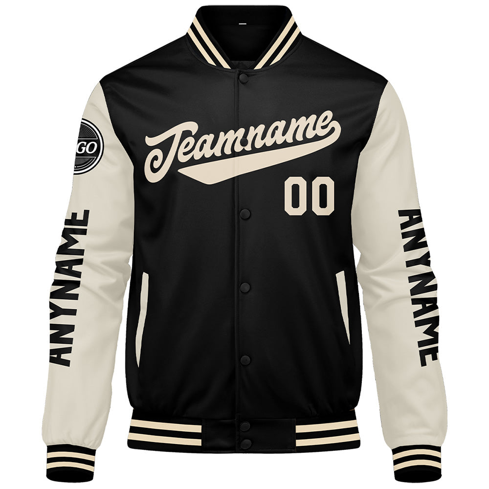 Custom Black Cream Varsity Jackets for Men Women Youth Personalized Letterman Jackets