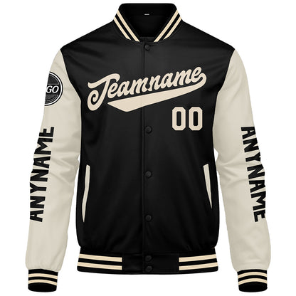 Custom Black Cream Varsity Jackets for Men Women Youth Personalized Letterman Jackets