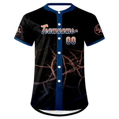 Custom Black Navy Blue Llight Orange Baseball Jersey Personalized Gradient Team Uniforms Shirt with Name Number