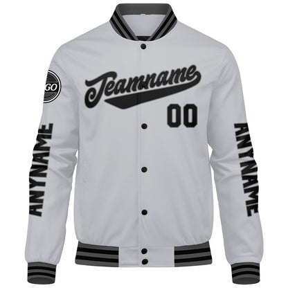 Custom Grey Black Varsity Jackets for Men Women Youth Personalized Letterman Jackets