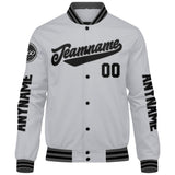 Custom Grey Black Varsity Jackets for Men Women Youth Personalized Letterman Jackets