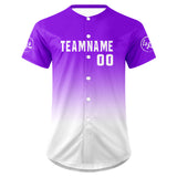 Custom Purple White Baseball Jersey Personalized Gradient Team Uniforms Shirt with Name Number