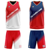 Custom Red White Reversible Basketball Suit for Adults and Kids Personalized Jersey