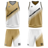 Custom Brown White Reversible Basketball Suit for Adults and Kids Personalized Jersey