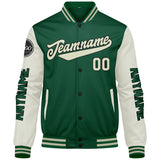 Custom Green Cream Varsity Jackets for Men Women Youth Personalized Letterman Jackets