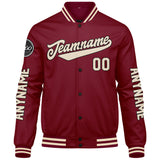 Custom Crimson Cream Varsity Jackets for Men Women Youth Personalized Letterman Jackets