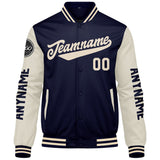 Custom Navy Cream Varsity Jackets for Men Women Youth Personalized Letterman Jackets