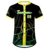 Custom Black Yellow Green Baseball Jersey Personalized Gradient Team Uniforms Shirt with Name Number