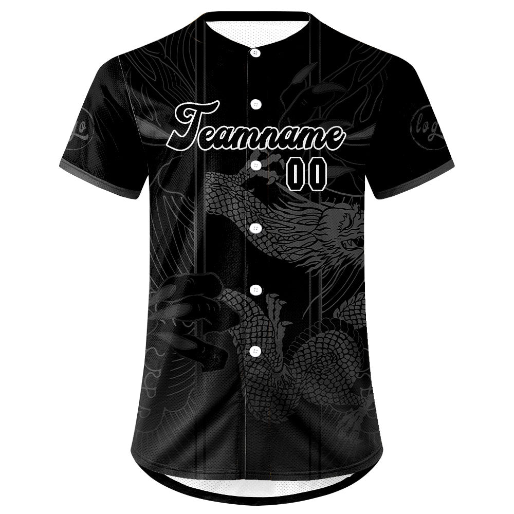 Custom Black Grey Baseball Jersey Personalized Gradient Team Uniforms Shirt with Name Number