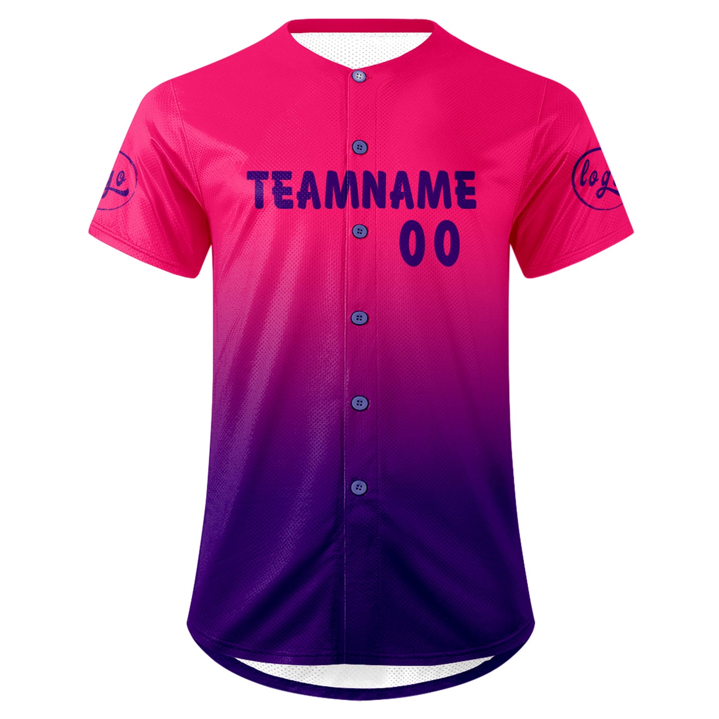 Custom Fuchsia Purple Baseball Jersey Personalized Gradient Team Uniforms Shirt with Name Number