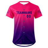 Custom Fuchsia Purple Baseball Jersey Personalized Gradient Team Uniforms Shirt with Name Number