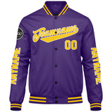 Custom Purple Yellow Varsity Jackets for Men Women Youth Personalized Letterman Jackets