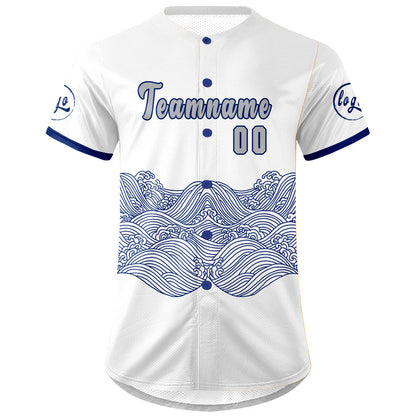 Custom White Blue Baseball Jersey Personalized Gradient Team Uniforms Shirt with Name Number