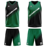 Custom Black Green Reversible Basketball Suit for Adults and Kids Personalized Jersey