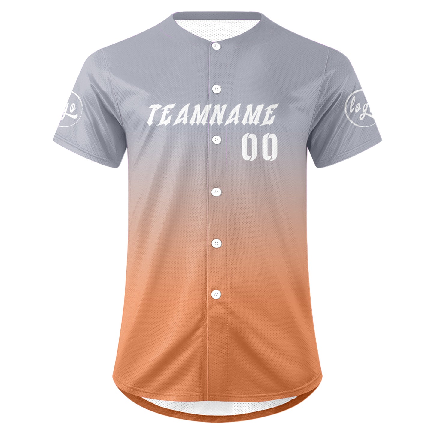 Custom Light Grey Light Orange Baseball Jersey Personalized Gradient Team Uniforms Shirt with Name Number