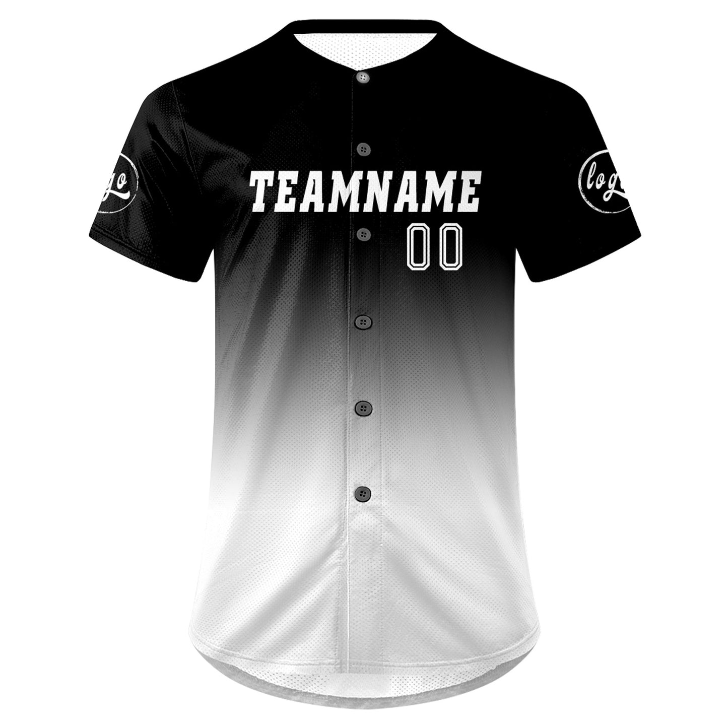 Custom Black White Baseball Jersey Personalized Gradient Team Uniforms Shirt with Name Number