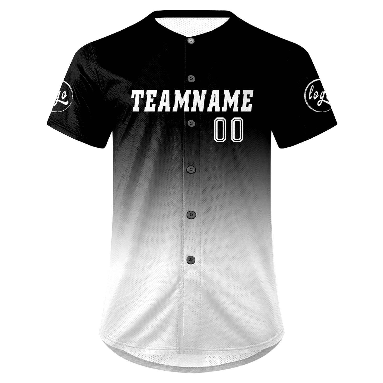 Custom Black White Baseball Jersey Personalized Gradient Team Uniforms Shirt with Name Number