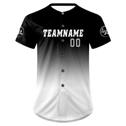Custom Black White Baseball Jersey Personalized Gradient Team Uniforms Shirt with Name Number