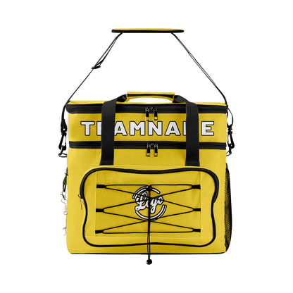 Custom Yellow Black Double Layer Insulated Cooler Bag - 600D Oxford Waterproof Picnic Tote for Camping, Hiking & BBQ - Large Capacity Thermal Lunch Bag