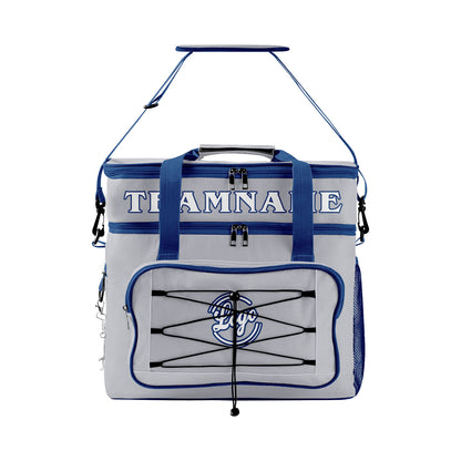 Custom Gray Dark Blue Double Layer Insulated Cooler Bag - 600D Oxford Waterproof Picnic Tote for Camping, Hiking & BBQ - Large Capacity Thermal Lunch Bag