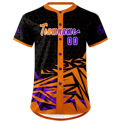 Custom Orange Purple Baseball Jersey Personalized Gradient Team Uniforms Shirt with Name Number