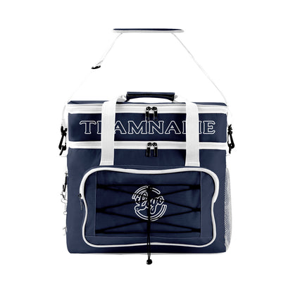 Portable Double Layer Cooler Bag - Waterproof Insulated Picnic Tote for Camping & Family Outings Navy White