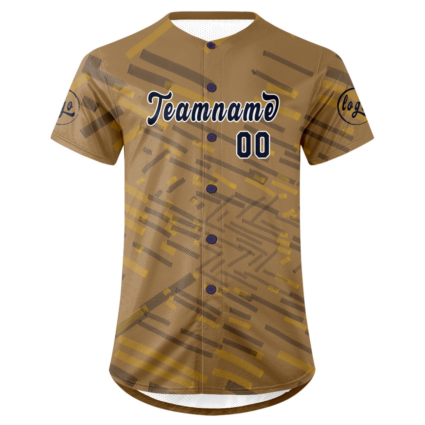 Custom Old Gold Navy Baseball Jersey Personalized Gradient Team Uniforms Shirt with Name Number