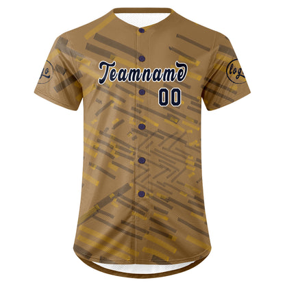 Custom Old Gold Navy Baseball Jersey Personalized Gradient Team Uniforms Shirt with Name Number