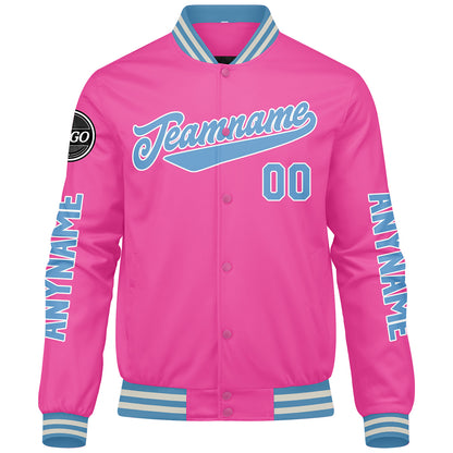 Custom Pink Varsity Jackets for Men Women Youth Personalized Letterman Jackets