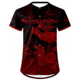 Custom Red Black Baseball Jersey Personalized Gradient Team Uniforms Shirt with Name Number