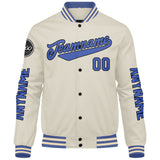 Custom Cream Blue Varsity Jackets for Men Women Youth Personalized Letterman Jackets