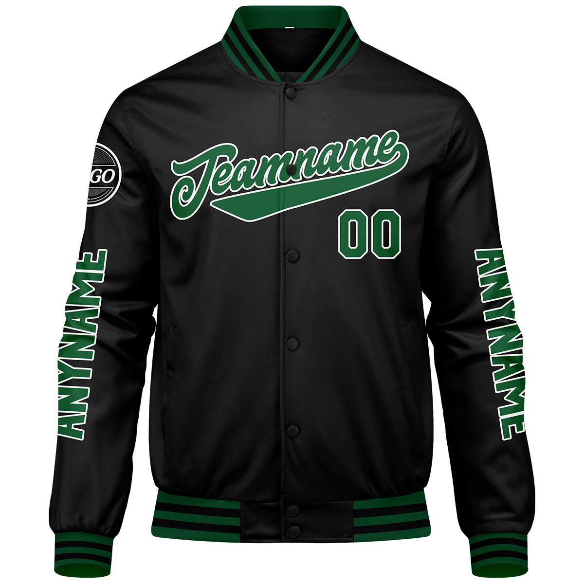 Custom Green Black Varsity Jackets for Men Women Youth Personalized Letterman Jackets