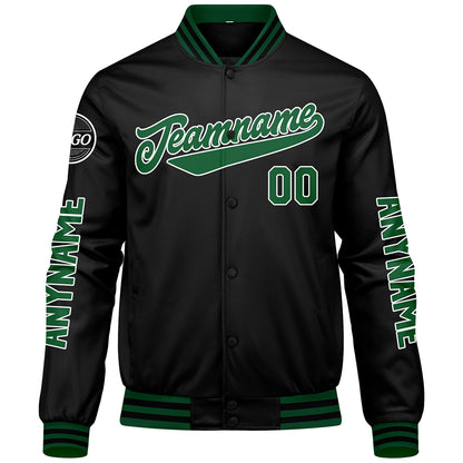 Custom Green Black Varsity Jackets for Men Women Youth Personalized Letterman Jackets